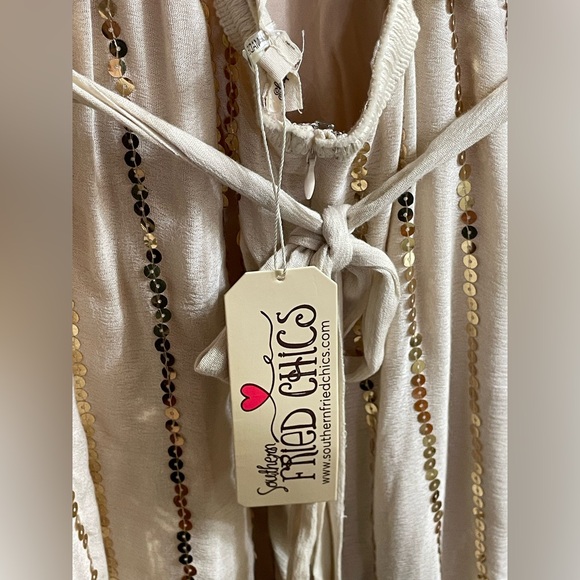 Southern Fried Chicks Boutique Sequin Midi Dress – XL – NWT Sequin Gold Boho - Picture 4 of 5